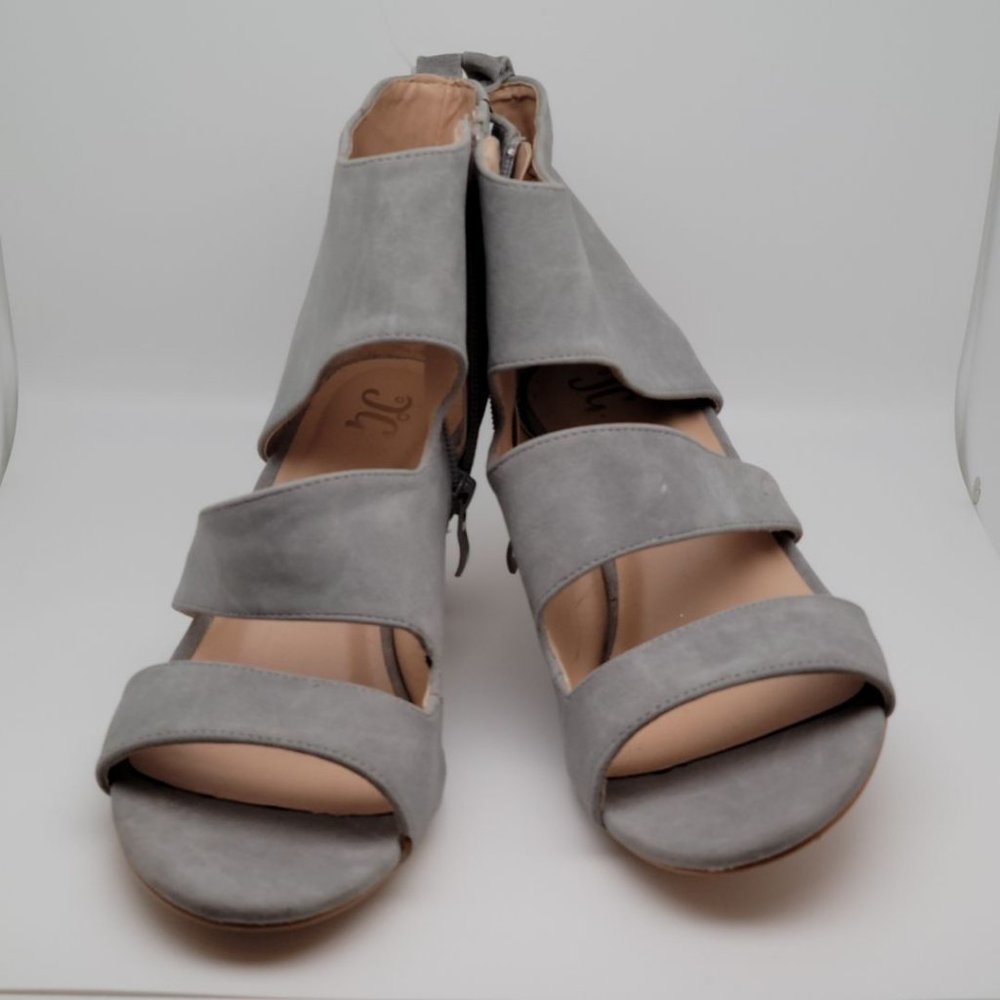 JG Strappy Suede Zip Up Open Toe Ankle Booties Gray Size 11